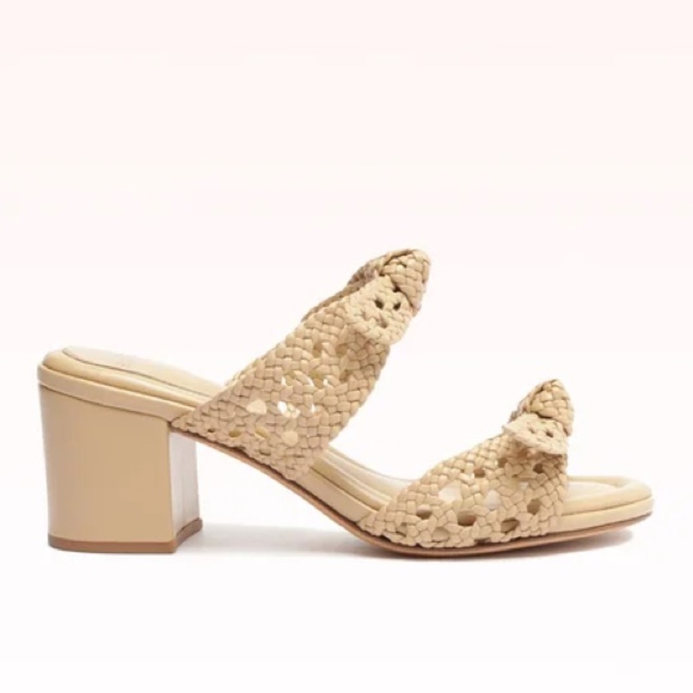 Alexandre Birman Clarita Intreccio 60 Woven Heeled Leather Nude Sandal Size 41